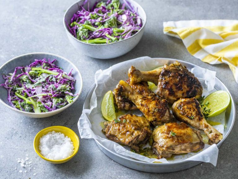 Recipe Of The Week: Grilled Jerk Chicken with Broccoli Slaw