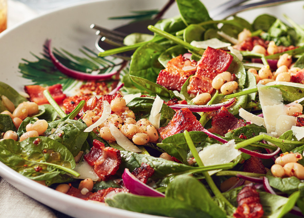 Recipe of The Week: Warm Spinach Salad with Bacon and White Beans