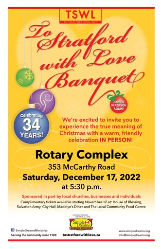 “To Stratford with Love Banquet” returns in December