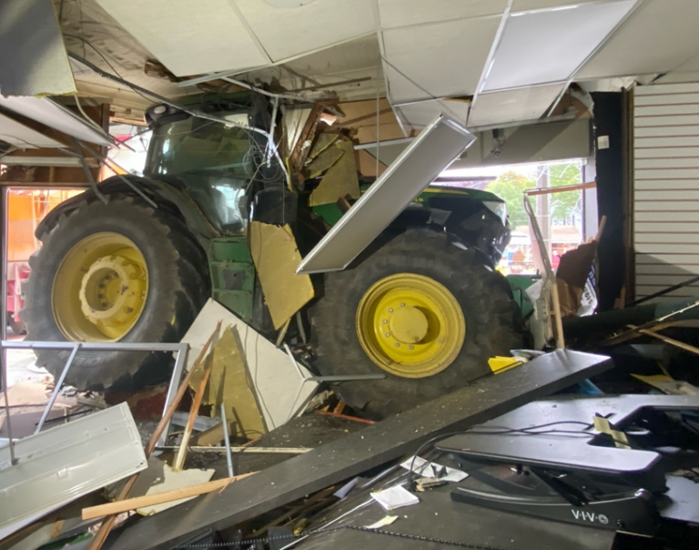 Driver charged after tractor crashes into Seaforth building