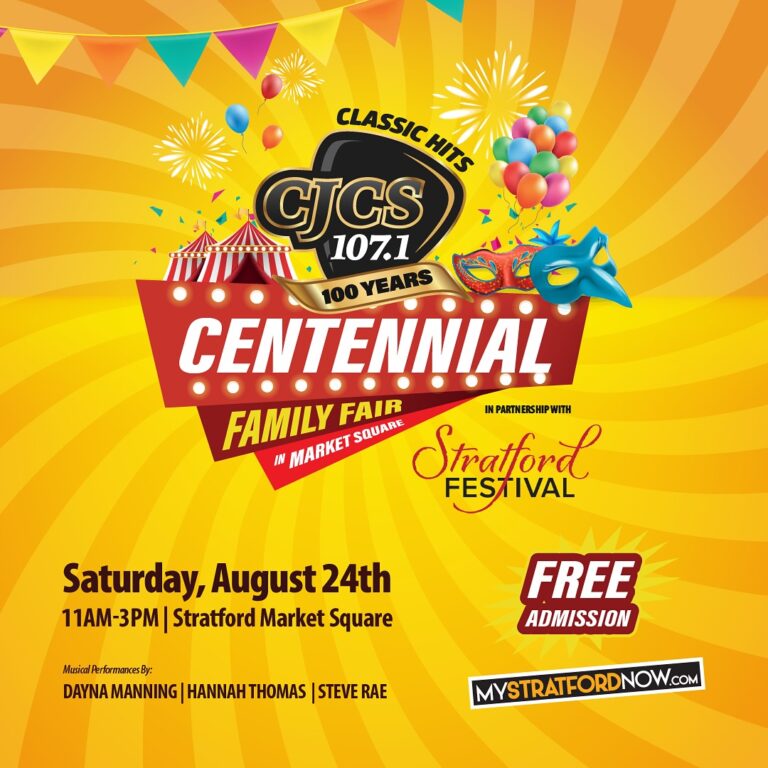 CJCS Centennial Family Fair in Market Square with Stratford Festival and Downtown Stratford BIA