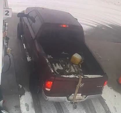 Red shoe, red truck gas bandit took off without paying for fuel
