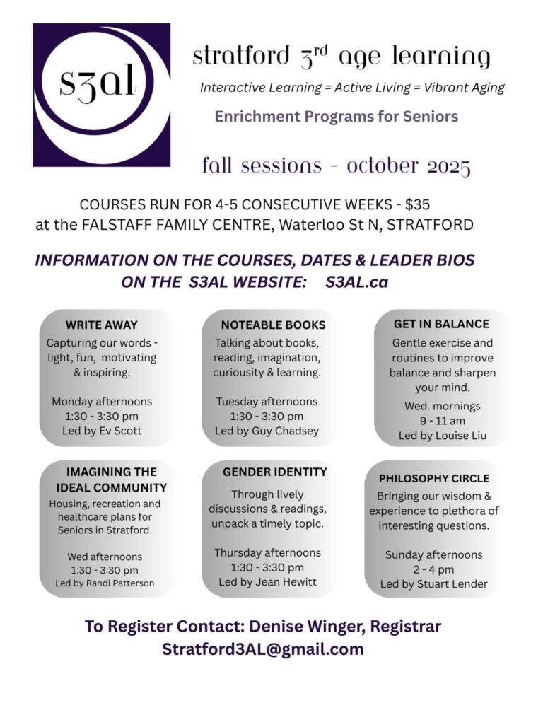 Stratford 3rd Age Learning for 55+years