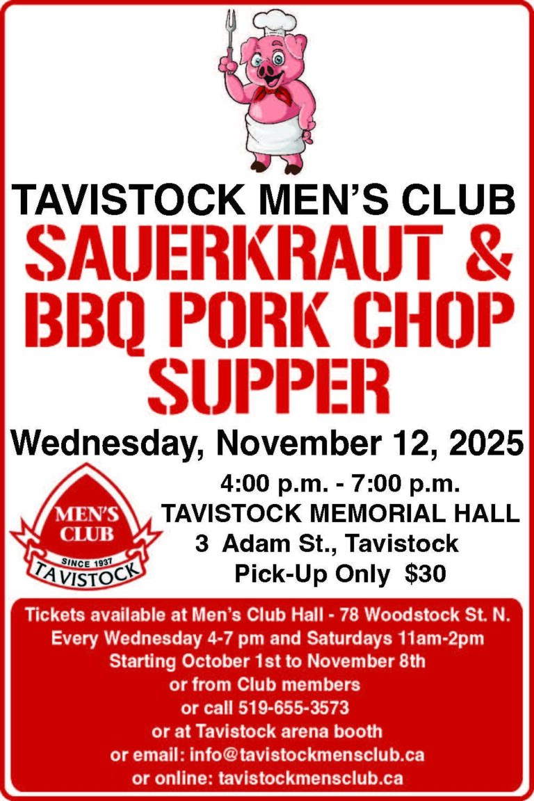 Tavistock Mens Club Sauerkraut & BBQ Pork Chop Supper Tavistock Mens Club Sauerkraut & BBQ Pork Chop Supper