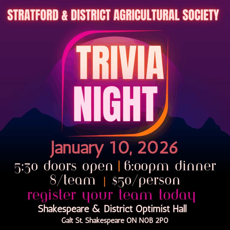 Stratford & District Agricultural Society Annual Trivia Night & Dinner
